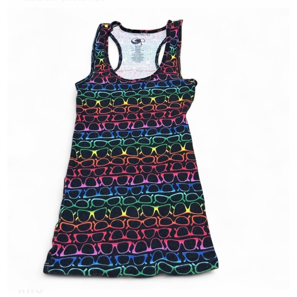 OP Women's Tank Top Size S Rainbow Glasses Print Racerback Beach Casual Y2K